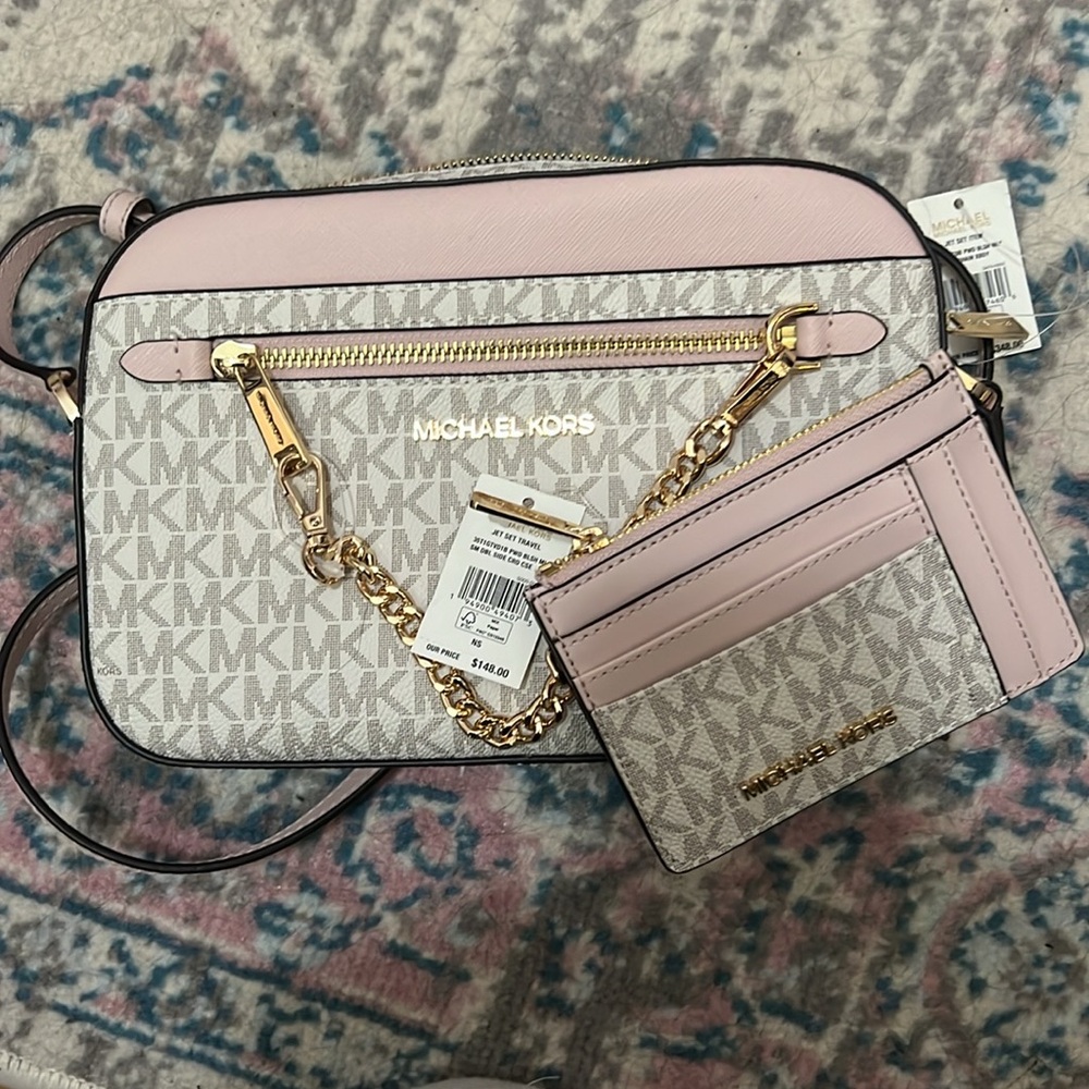 Michael Kors Jet Set Crossbody Bag and Small Wallet (Two Piece Set)